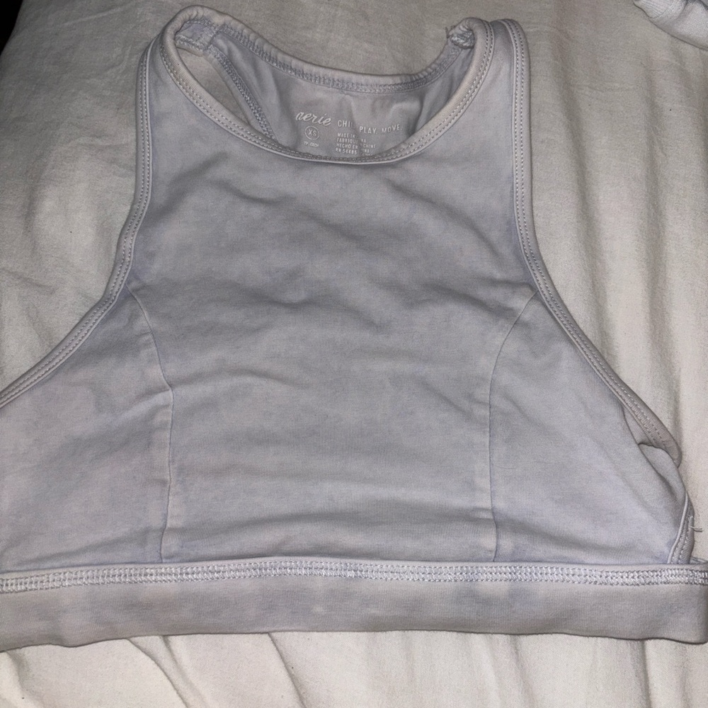 Aerie Light blue /acid wash workout top